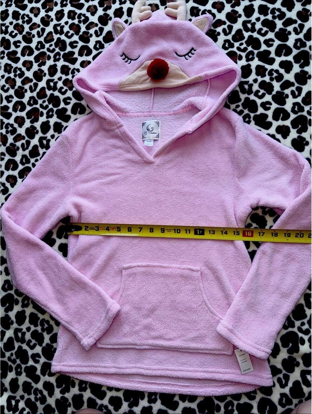 PJ Couture Raindeer Hodie Fleece Pullover Pajama Top Size Small - Picture 3 of 5